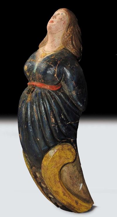 Errata Corrige Non XVIII Secolo ma Fine Xixpolena in Legno Policromo Raffigurante Figura Femminil...