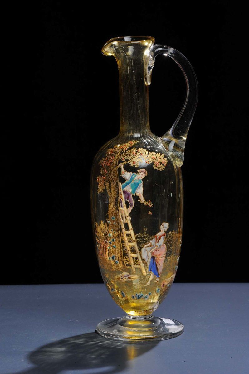 Manifattura di Clichy - FranciaCaraffa in vetro color ambra  - Asta Arti Decorative del XX secolo e Design - Cambi Casa d'Aste