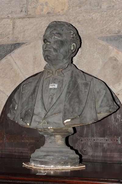 Busto Maschile in Gesso a Finto Bronzo, XIX Secolo