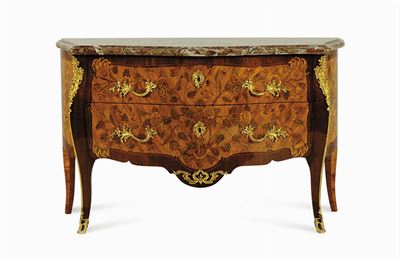 Cassettone Luigi XV Intarsiato a Marqueterie, Francia Metˆ XVIII Secolo
