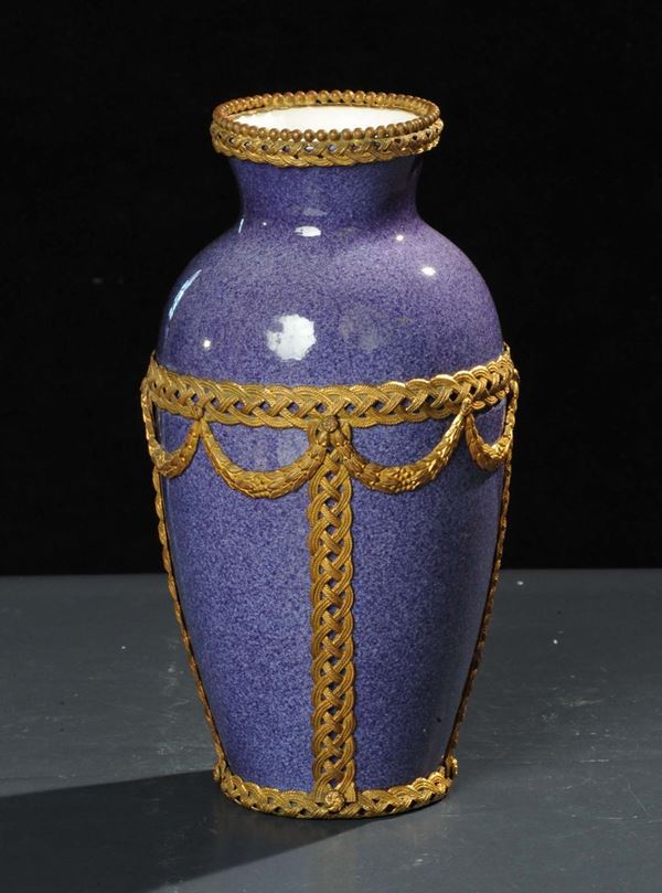 Vaso in ceramica e bronzo, Francia XX secolo