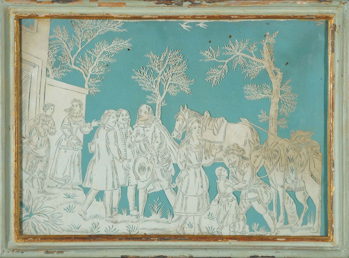 Dieci Pannelli con Scenette di Genere in Carta Traforata, Piemonte Inizio XIX Secolo