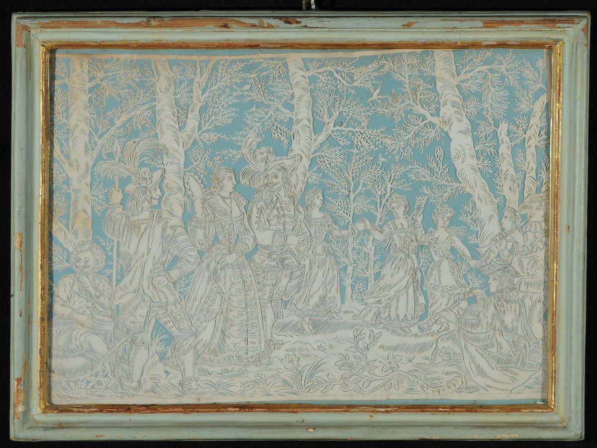 Dieci Pannelli con Scenette di Genere in Carta Traforata, Piemonte Inizio XIX Secolo