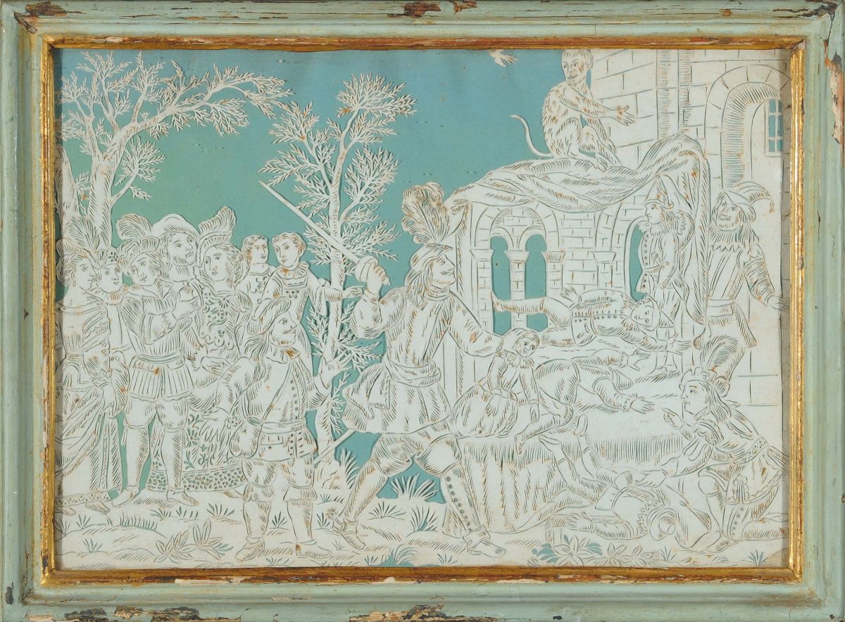 Dieci Pannelli con Scenette di Genere in Carta Traforata, Piemonte Inizio XIX Secolo
