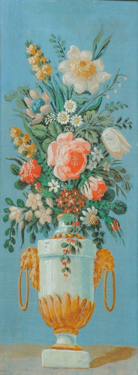 Coppia di pannelli con fiori, XIX secolo