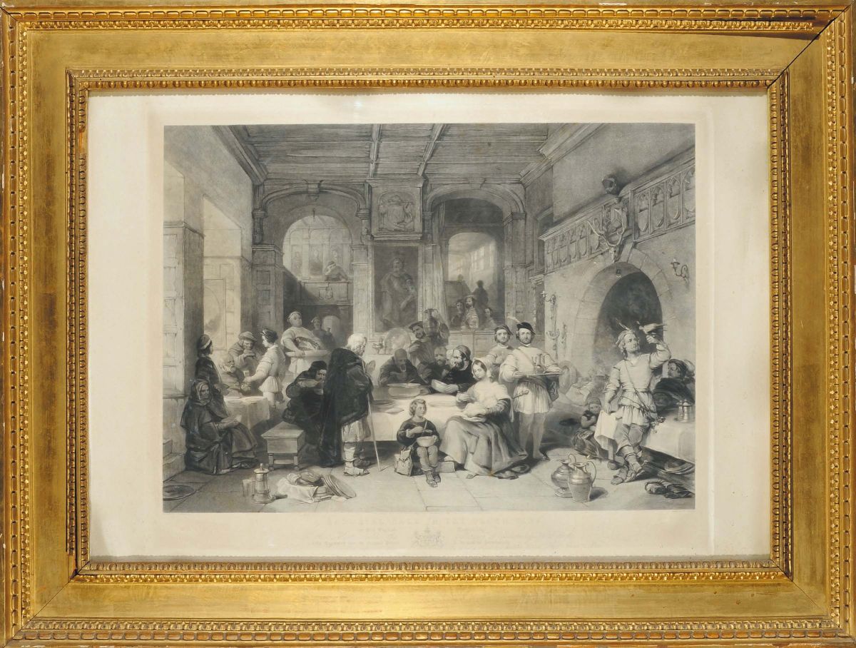 Quattro Grandi Stampe in Cornici Dorate Neoclassiche, XIX Secolo