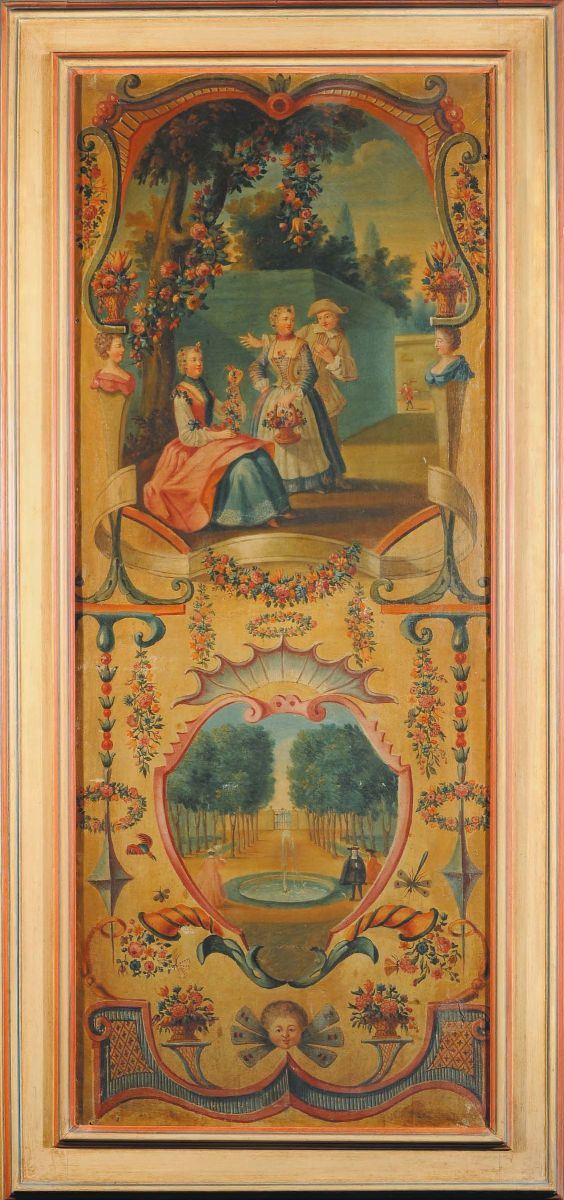 Sei pannelli con decorazione a scenette e festoni, Piemonte inizio XIX secolo