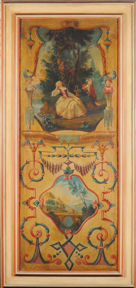 Sei Pannelli con Decorazione a Scenette e Festoni, Piemonte Inizio XIX Secolo