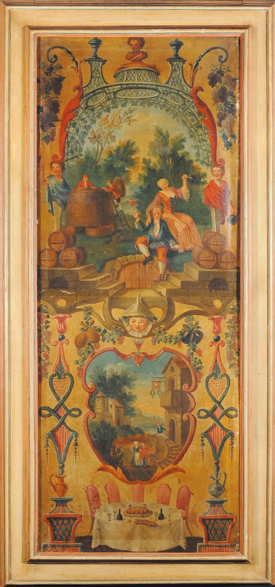 Sei Pannelli con Decorazione a Scenette e Festoni, Piemonte Inizio XIX Secolo