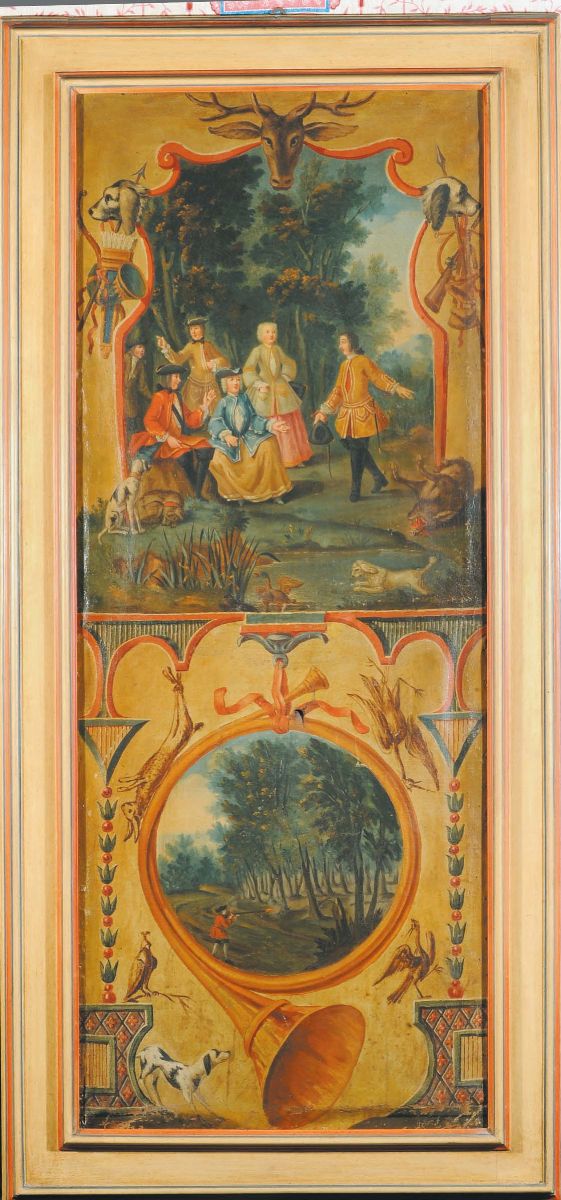 Sei Pannelli con Decorazione a Scenette e Festoni, Piemonte Inizio XIX Secolo