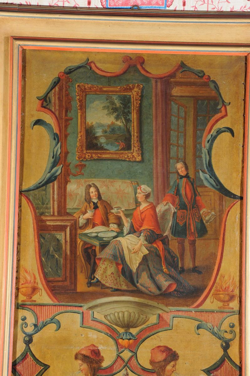 Sei Pannelli con Decorazione a Scenette e Festoni, Piemonte Inizio XIX Secolo