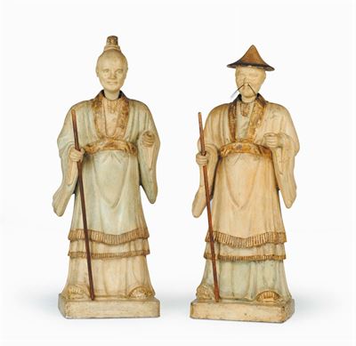 Coppia di Magot in Gesso, Piemonte XVIII Secolo