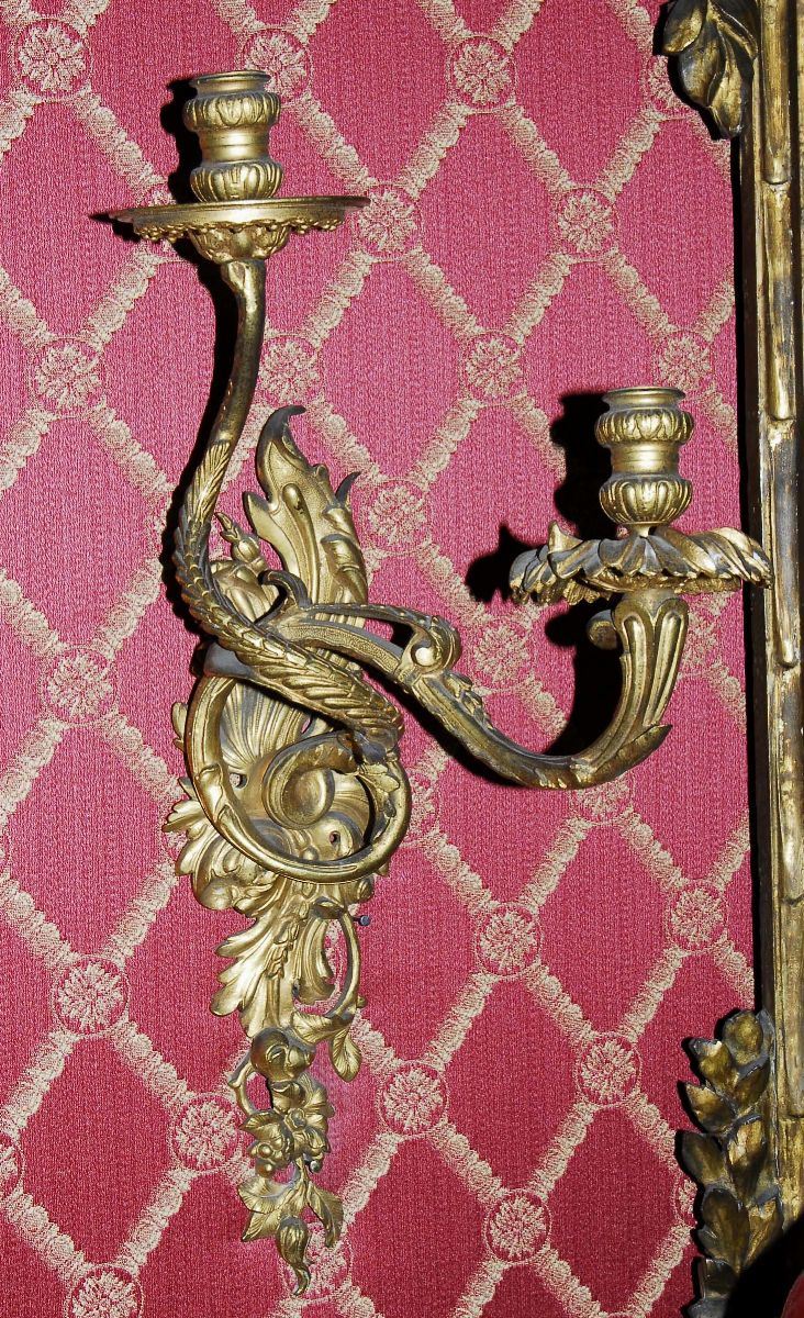 Coppia di appliques a due luci in stile Luigi XV  - Auction House Sale Villa la Femara - Cambi Casa d'Aste