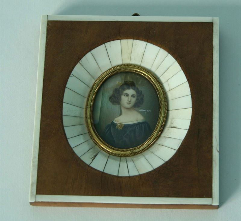 Miniatura raffigurante figura femminile, fine XIX secolo  - Auction House Sale Villa la Femara - Cambi Casa d'Aste