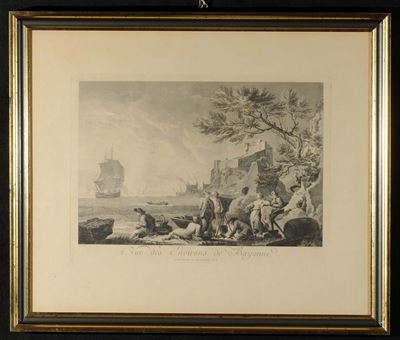 Due Acqueforti da Vernet Raffiguranti Vedute dei Dintorni di Bayonne, XIX Secolo