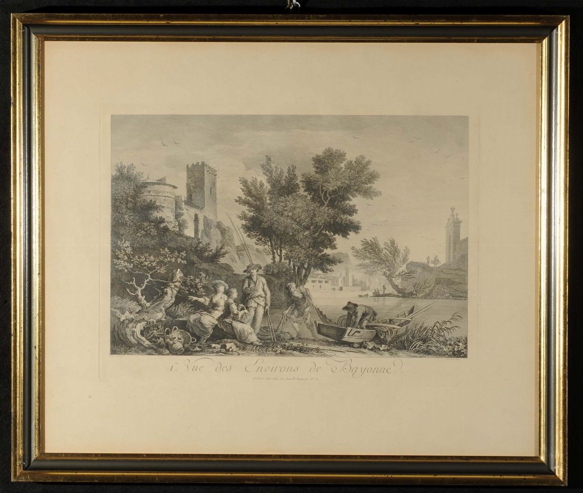 Due Acqueforti da Vernet Raffiguranti Vedute dei Dintorni di Bayonne, XIX Secolo