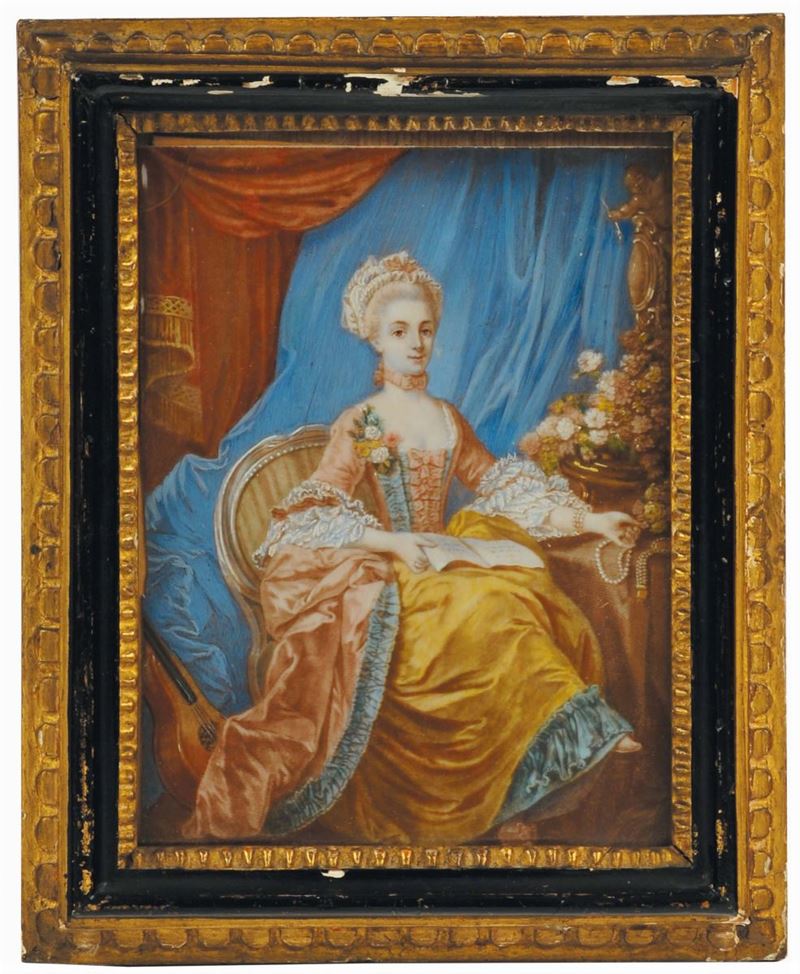 Miniatura con ritratto di signora, XIX secolo  - Asta House Sale villa la Femara - Cambi Casa d'Aste