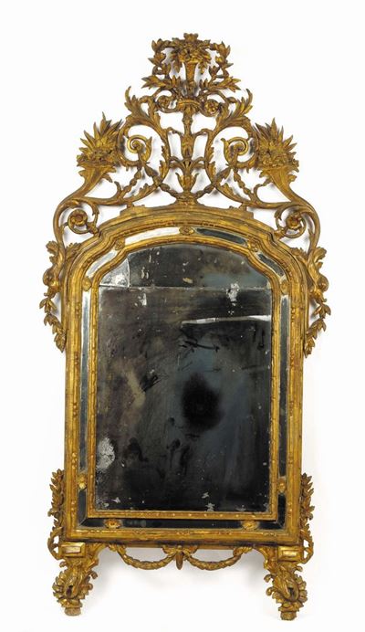 Specchiera in Legno Intagliato e Dorato, Piemonte Seconda Metˆ XVIII Secolo