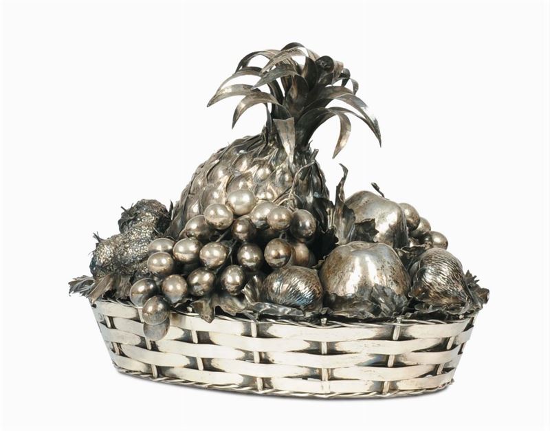 Cestino con frutta in argento Bucellati XX secolo  - Auction House Sale Villa la Femara - Cambi Casa d'Aste