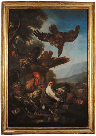 Giovanni Maria Crivelli Detto il Crivellone (?-1730)tacchinigallo e Galline