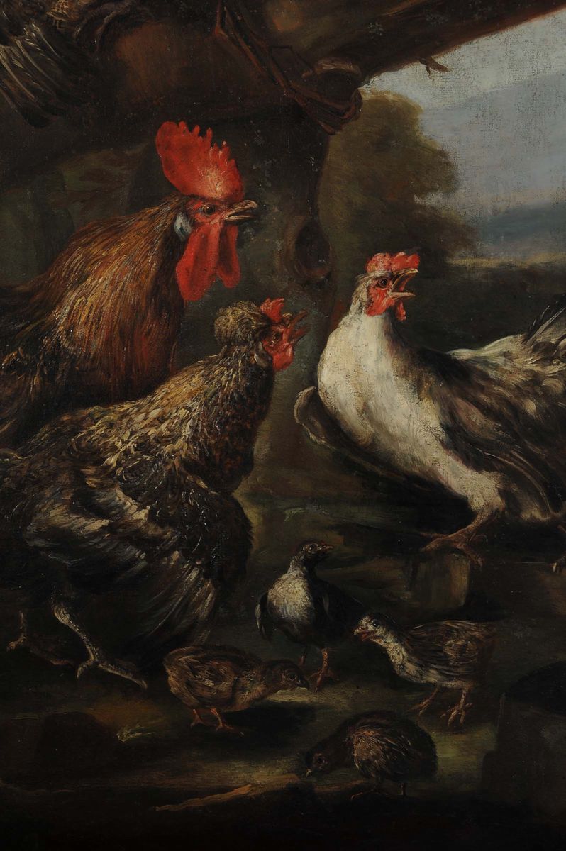 Giovanni Maria Crivelli Detto il Crivellone (?-1730)tacchinigallo e Galline