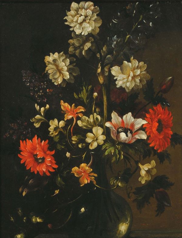 Scuola Italiana del XVII secolo Vaso con fiori