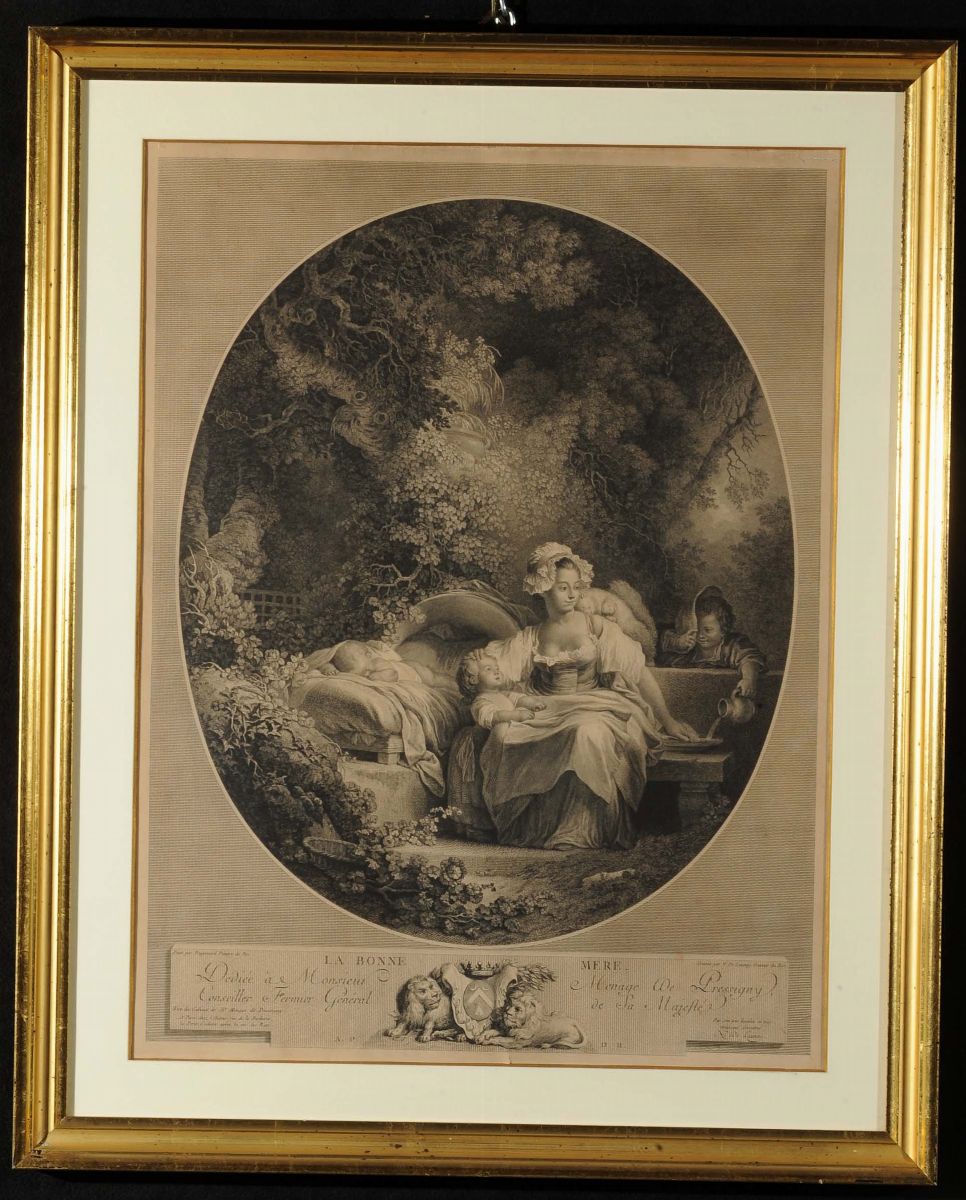 Coppia di Incisioni, da Jean Honorž Fragonard, Parigi, Fine XVIII Secolo