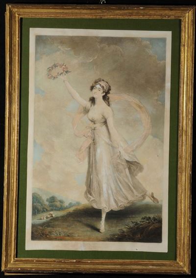 Davis: Mademoiselle Parisot, Incisione Colorata, Inghilterra, Fine XVIII Secolo