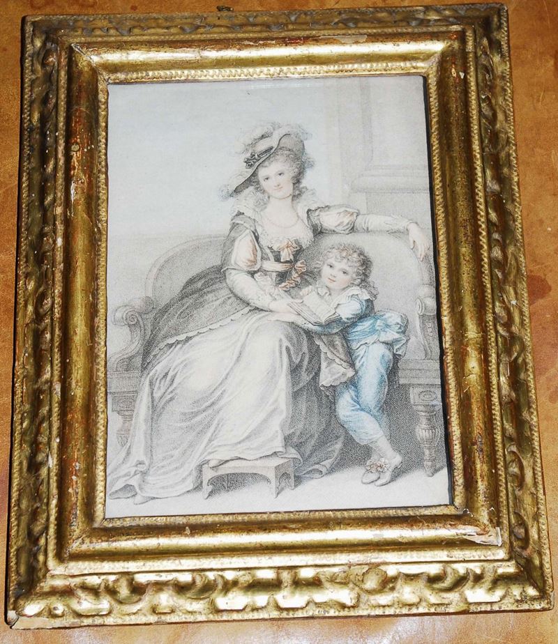 Francesco Bartolozzi (1725-1815) Ritratto di Mrs Harting col figlio  - Asta House Sale villa la Femara - Cambi Casa d'Aste