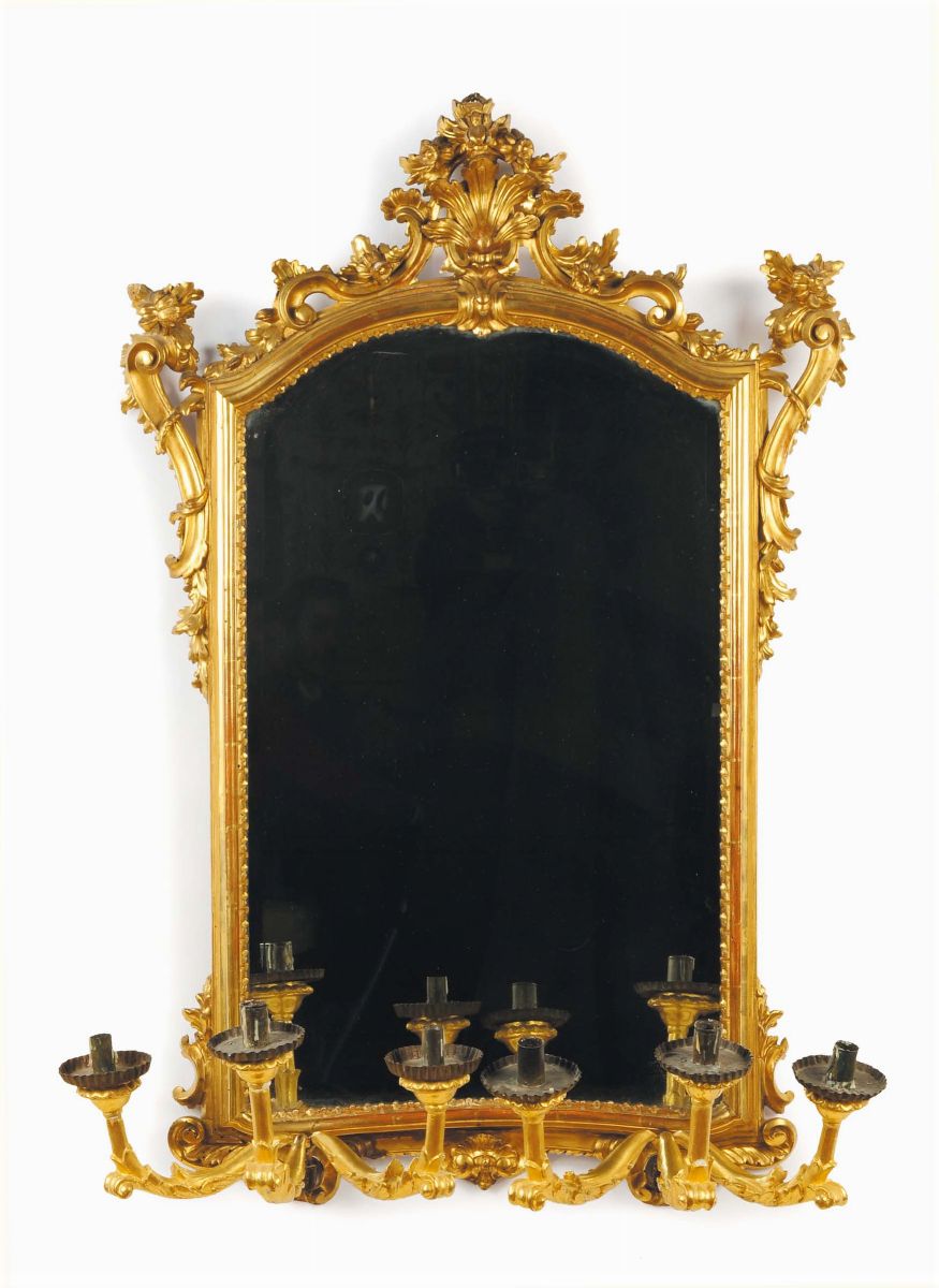 Tre Specchiere in Legno Dorato, Napoli XVIII Secolo