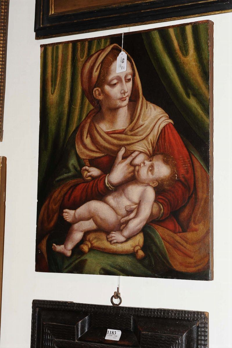 Scuola Italiana del XVII secolo Madonna con Bambino  - Asta Antiquariato e Dipinti Antichi - Cambi Casa d'Aste