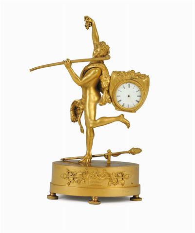 Piccola Pendola in Bronzo Dorato, Francia XIX Secolo