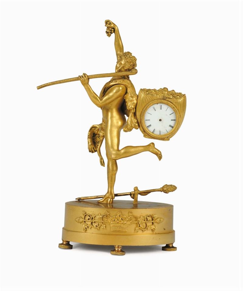 Piccola pendola in bronzo dorato, Francia XIX secolo  - Auction House Sale Villa la Femara - Cambi Casa d'Aste