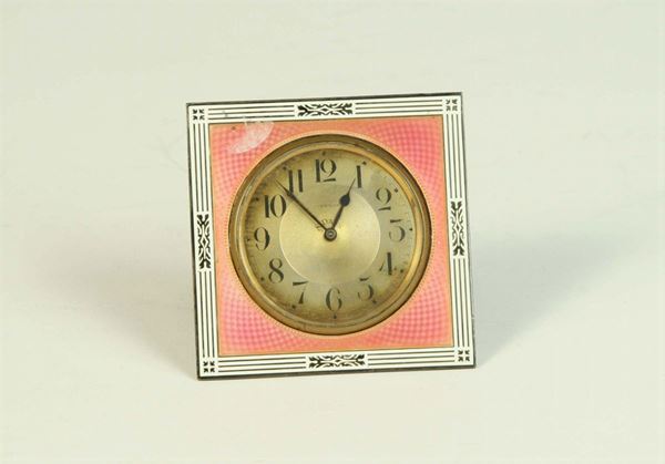 Piccolo orologio in argento e smalti, Inghilterra XX secolo