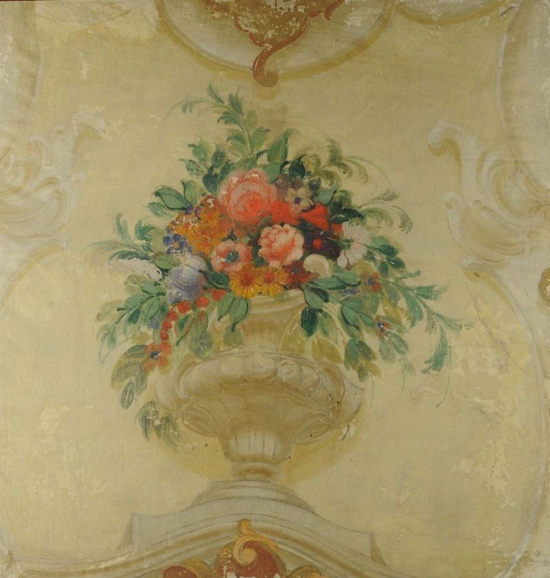 Frammento di affresco raffigurante vaso di fiori  - Asta House Sale villa la Femara - Cambi Casa d'Aste