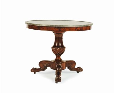 Tavolo Circolare in Mogano Periodo Restaurazione, Francia 1830 Circa