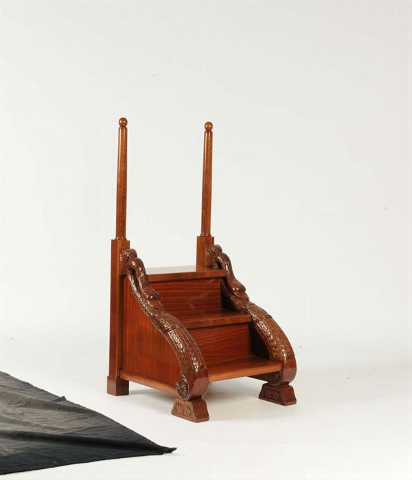 Scaletta da libreria Impero in legno di mogano, XIX secolo