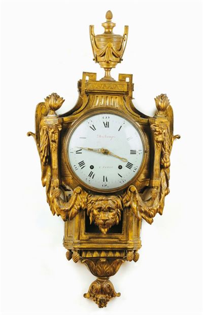 Orologio Cartel in Bronzo Laccato, Fine XVIII Secolo