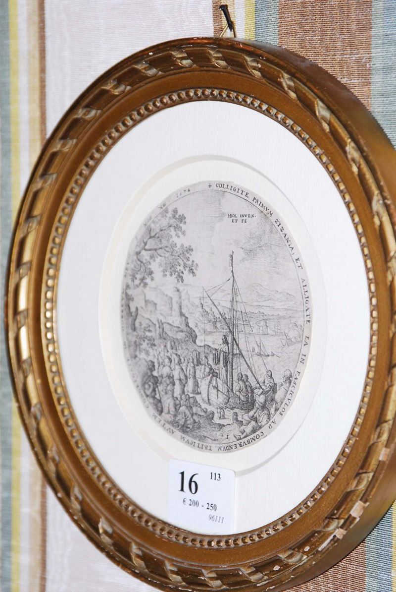 Piccola incisione circolare, XIX secolo  - Auction House Sale Villa la Femara - Cambi Casa d'Aste