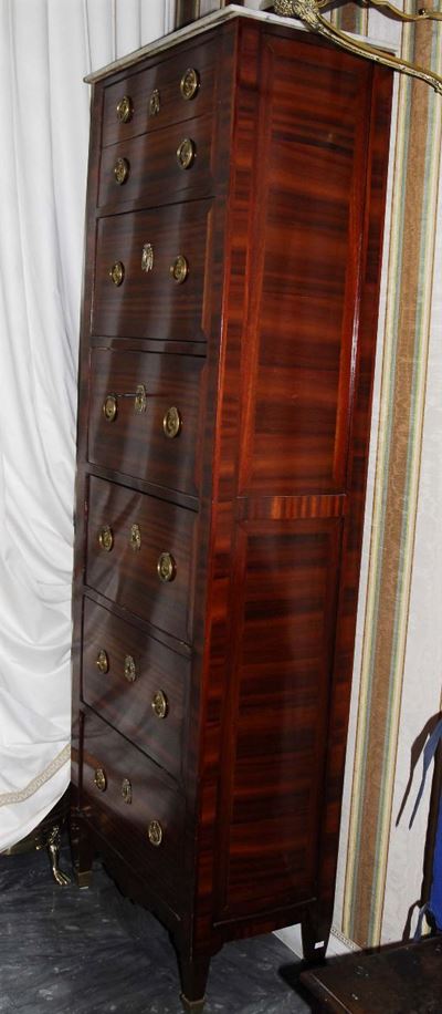 Settimanale in Legno di Mogano in Stile Luigi XVI, XIX Secolo