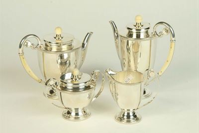Servizio da Caff e Te in Argento e Avorio, XX Secolo