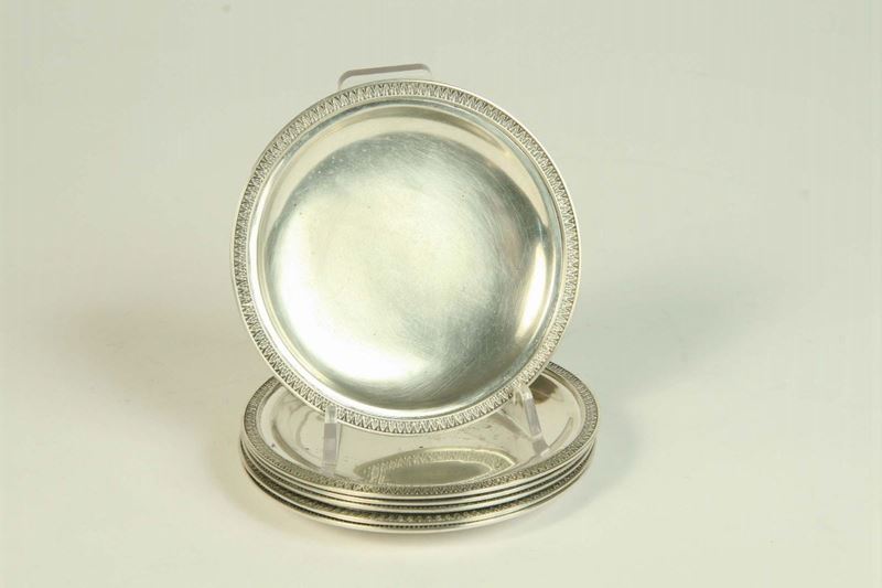 Sei piattini in argento in stile Luigi XVI  - Auction House Sale Villa la Femara - Cambi Casa d'Aste