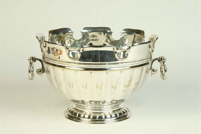 Grande Cachepot a Due Manici in Metallo Argentato