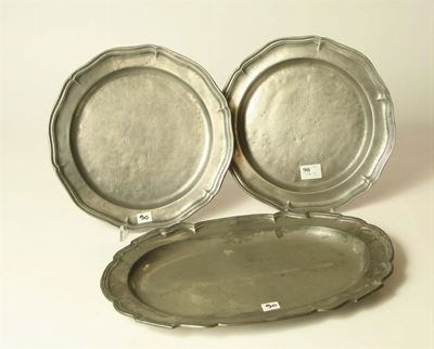 Tre Vassoi in Peltro, XIX Secolo