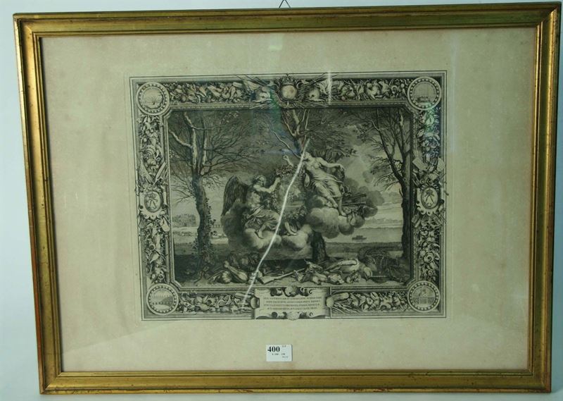 Coppia di incisioni di Charles Le Brun con scene mitologiche  - Auction House Sale Villa la Femara - Cambi Casa d'Aste