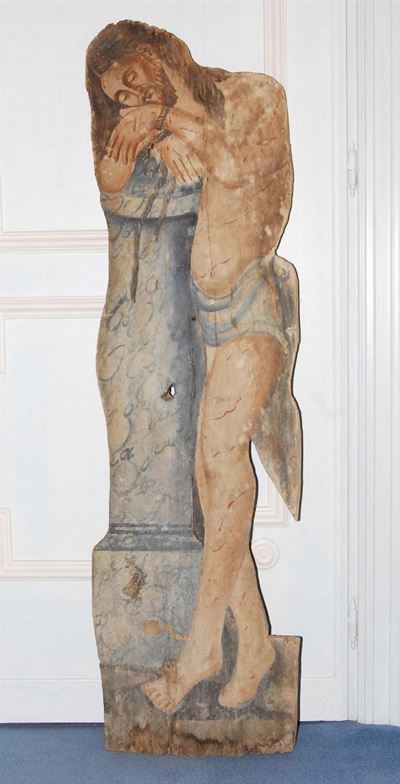 Cristo alla Colonna in Legno Policromo