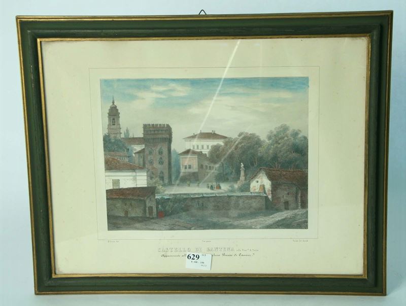 Francesco Gonin (1808-1889) Vista di castelli piemontesi  - Asta House Sale villa la Femara - Cambi Casa d'Aste
