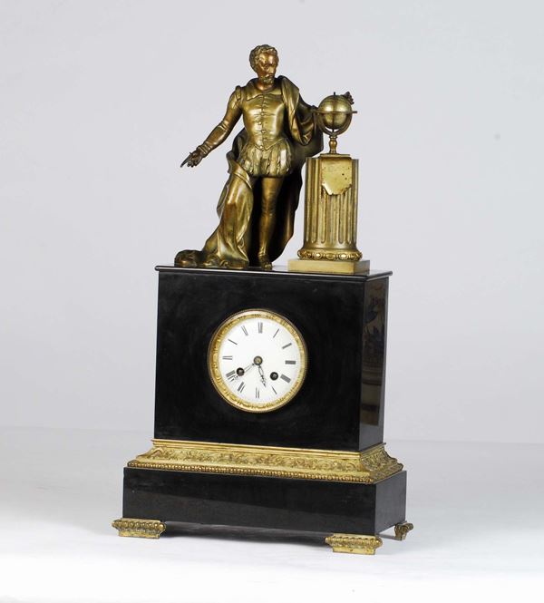 Orologio da tavolo in marmo e metallo dorato, XX secolo