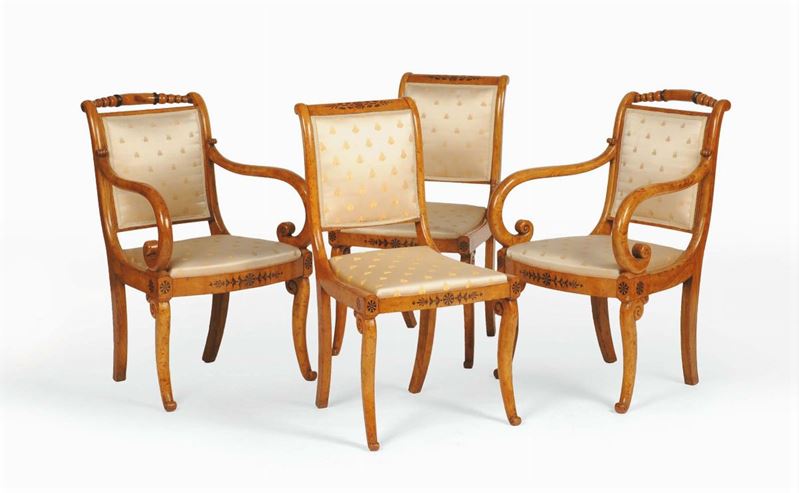 Due poltrone e due sedie Carlo X, XIX secolo  - Auction House Sale Villa la Femara - Cambi Casa d'Aste