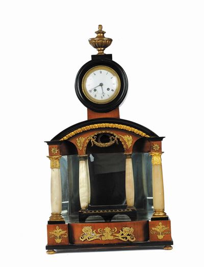 Orologio da Tavolo in Alabastro ed Ebano, Vienna XIX Secolo